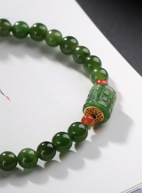 原创设计天然碧玉圆珠碧玉路路通