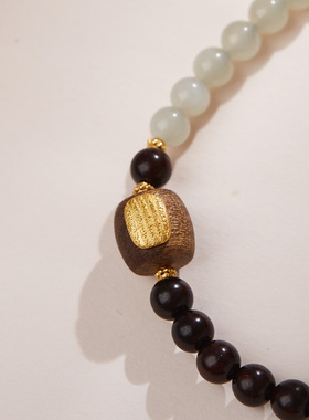 天然印度小叶紫檀手串S925银五条