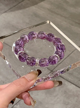 天然巴西紫水晶圆珠12mm女款手链