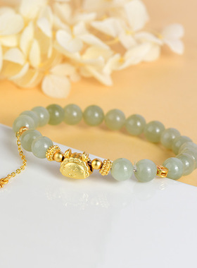 批发天然和田玉手串龙饺子喜字