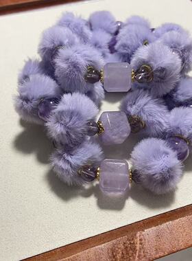 【紫兔傲雪】紫兔毛紫水晶方糖小