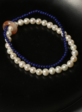 天然青金石4mm搭配淡水珍珠5-6mm