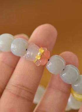 和田玉烟紫老型珠12MM手链女手作