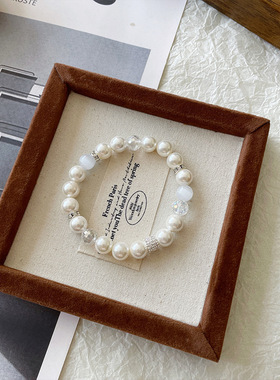 【月光与海】水钻贝珠手串简约高