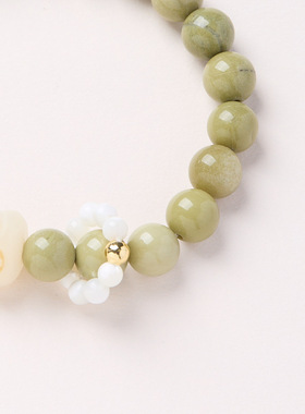 新中式天然8MM绿色阿拉善手链炭