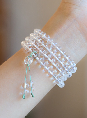 6MM三圈白水晶手链女清新设计款