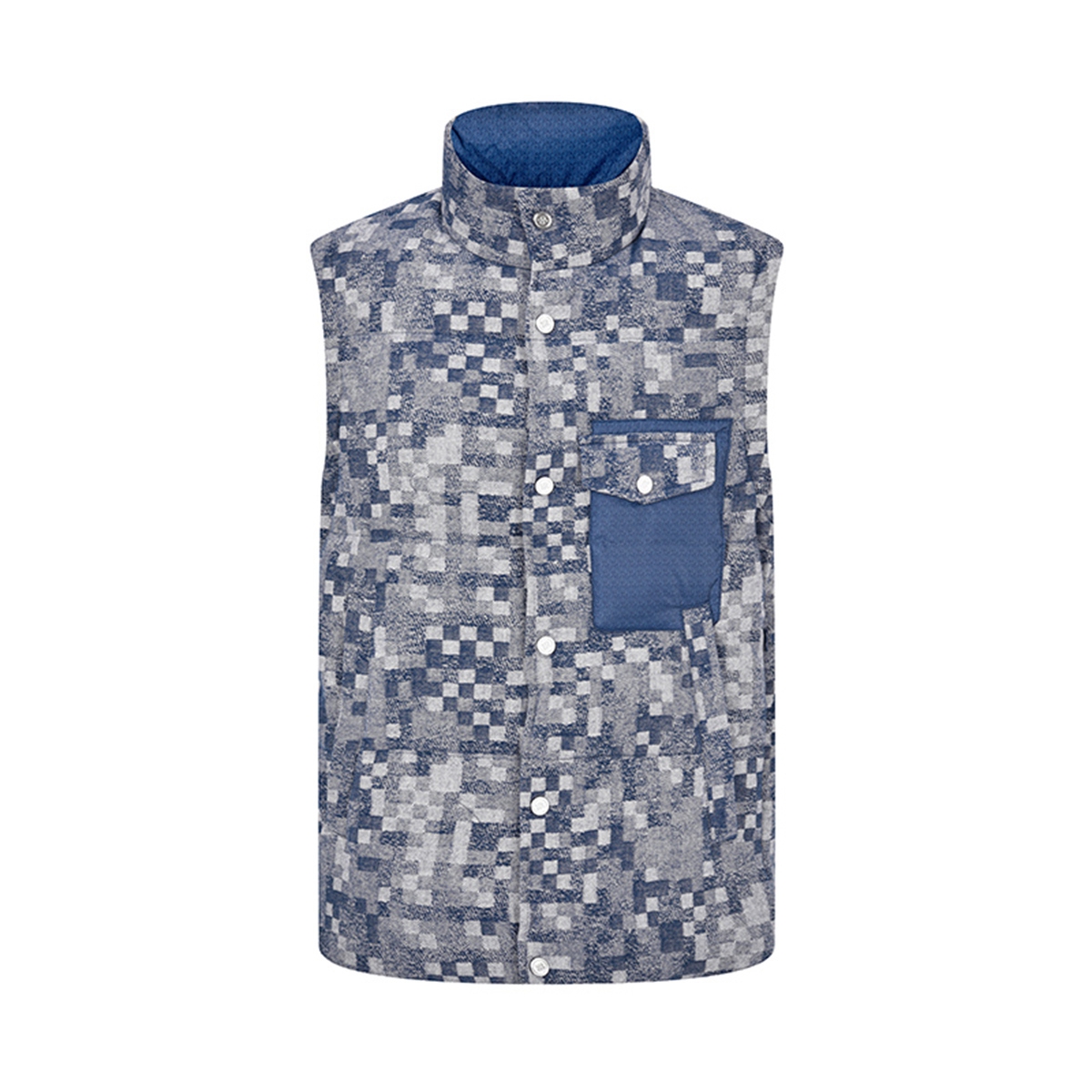 RARE威雅男装 2025冬季新款休闲马甲牛仔蓝色提花鹅绒马甲 - 图3