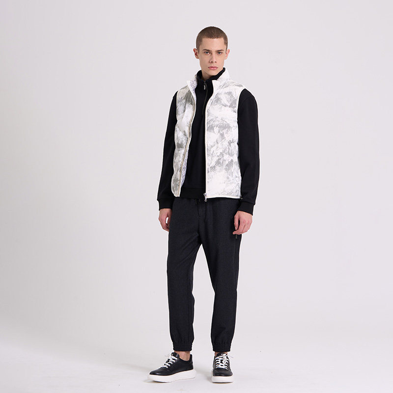 RARE威雅男装 白灰雪山印花 秋冬新款白色鹅绒休闲羽绒马甲,淘宝优惠券,粉丝福利购,淘宝优惠卷