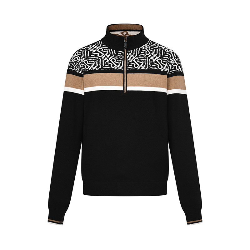 RARE威雅男装 秋冬新款黑色半拉链长袖羊毛衫男士绵羊毛针织毛衣,淘宝优惠券,粉丝福利购,淘宝优惠卷