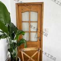 Pine wood glass solid wood flat open custom door pure log solid wood door bedroom door restaurant shop bag compartment real wood door