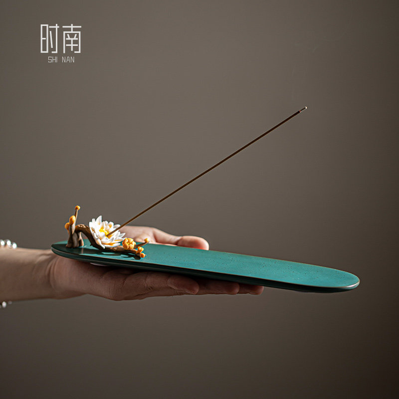 陶瓷梅花线香插手工陶瓷捏花香座家用檀香线香炉香托香器茶道摆件,淘宝优惠券,粉丝福利购,淘宝优惠卷