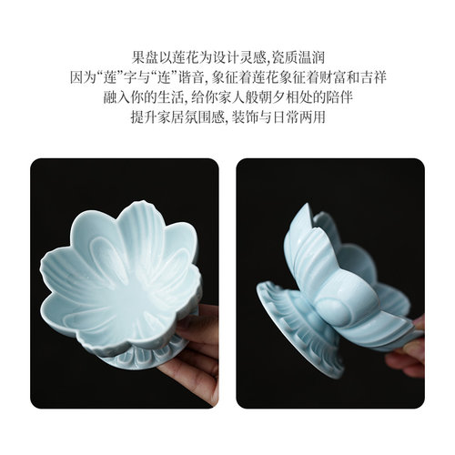 中式禅意莲花佛手柑托盘家用客厅佛手果摆台佛手供盘观赏闻香摆件 - 图0