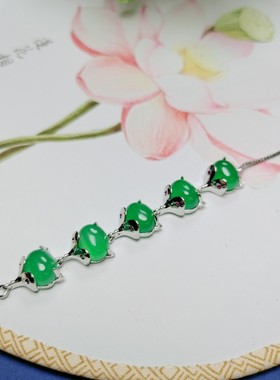 保真天然冰彩玉髓镶嵌小狐狸手链手串情侣款时尚精品玉石礼品饰品