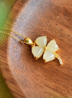 S925银和田玉白玉天使玉石吊坠挂件锁骨项链时尚气质女款玉坠