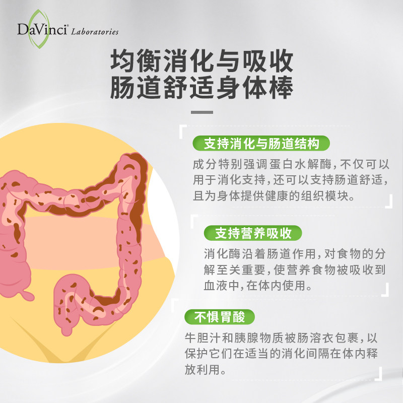 davincilabs美国进口片10种消化酶 Davinci海外丽人海外膳补