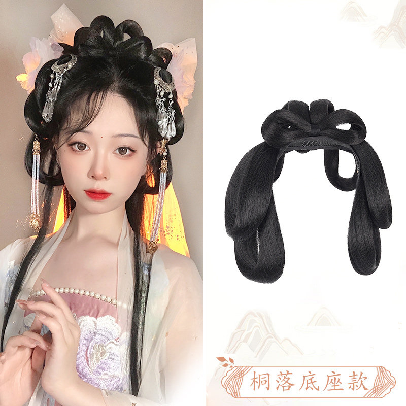 汉服头饰古装假发古风发包盘发一体式发箍全头套古代发饰发髻造型_虎窝淘
