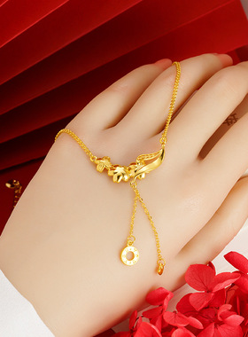 紫荆花项链女生小众越南沙金三生花铜合金流苏首饰锁骨链轻奢高级