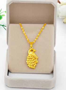 越南沙金三件套饰品女孔雀款戒指项链手链久不掉色镀黄金时尚首饰