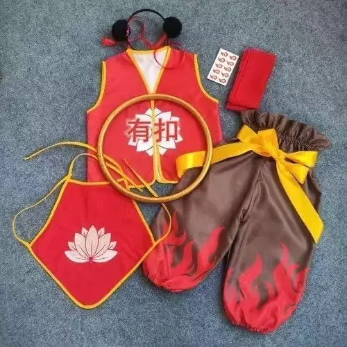 哪吒服装女童降世魔童新款男孩衣服表演cos万圣节套装动漫儿童服 - 图0