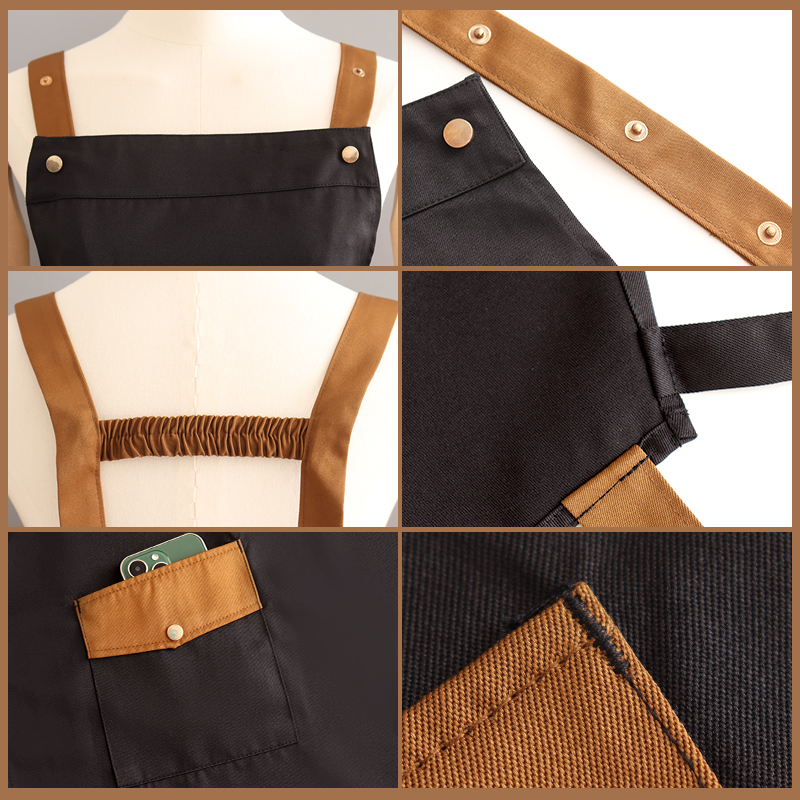 厨房工作围裙定制印字上班工装防水防油耐磨透气男女围腰餐饮奶茶 - 图2