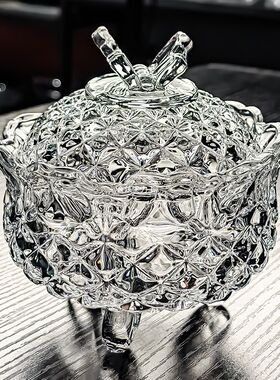 糖缸高颜值盅带盖水果盘醉水晶玻璃果盘碗欧式容器收纳虾盒糖果罐