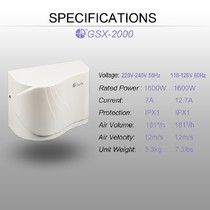 Letter Da GSX-2000 Wall-mounted Full W Automatic Induction Roaster Hung Wall Type Dry Phone Hotel Bathroom Bathrower