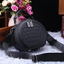 Hong Kong Pint HIZ2022 New Genuine Leather Girl Bag Crocodile Thread Handbag Small Round Bag Bag Single Shoulder Satchel Small 100 lap