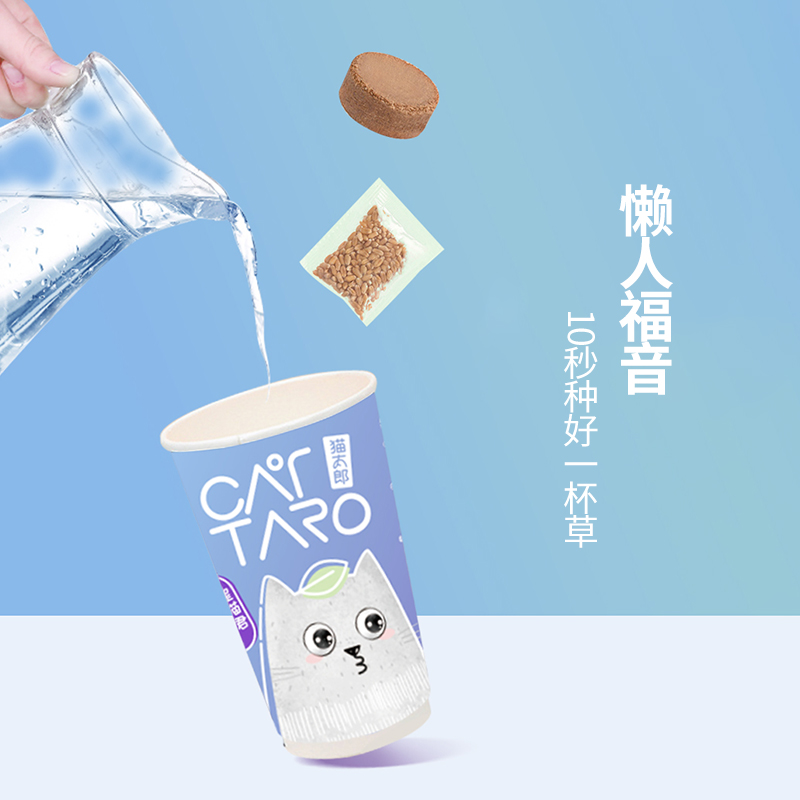 猫太郎CATTARO猫草杯猫薄荷种子化毛膏水培猫草盆栽猫咪零食用品 - 图0