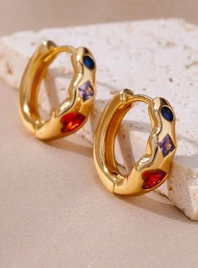 Colorful Square 2024 Earrings For Women Gold Plated