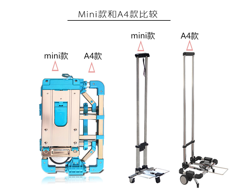 不锈钢迷你购物买菜小拉车可折叠便携手拉车家用小拖车搬运行李车 - 图1