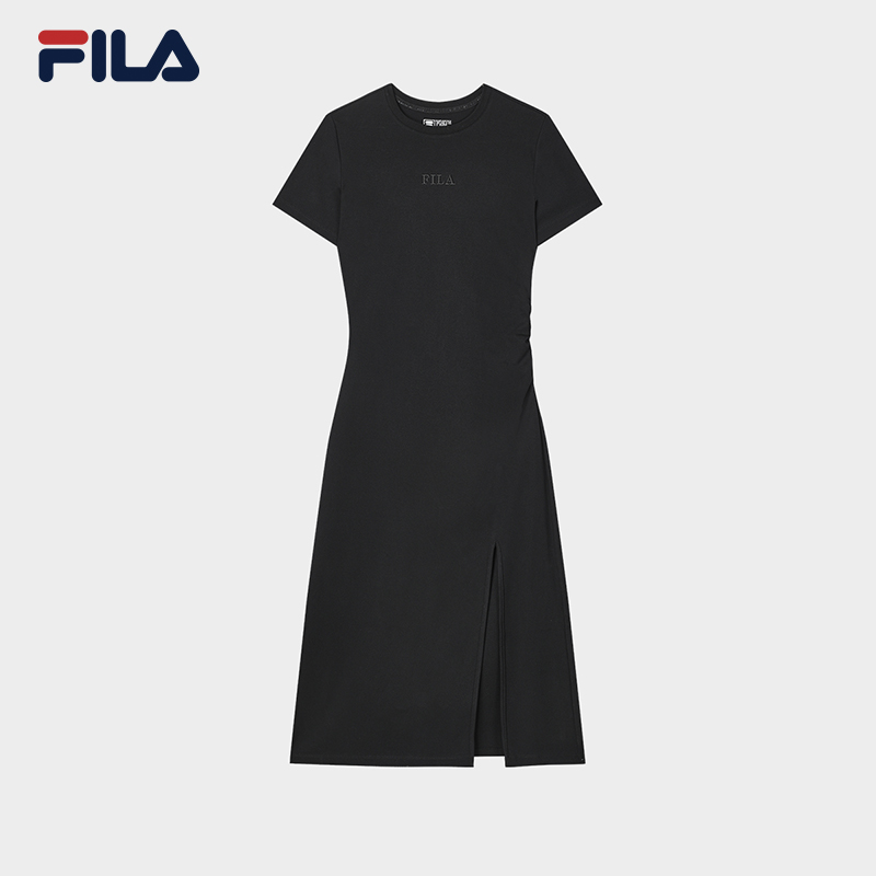 FILA 斐乐官方女士针织连衣裙2024夏季新款时尚休闲简约修身裙子