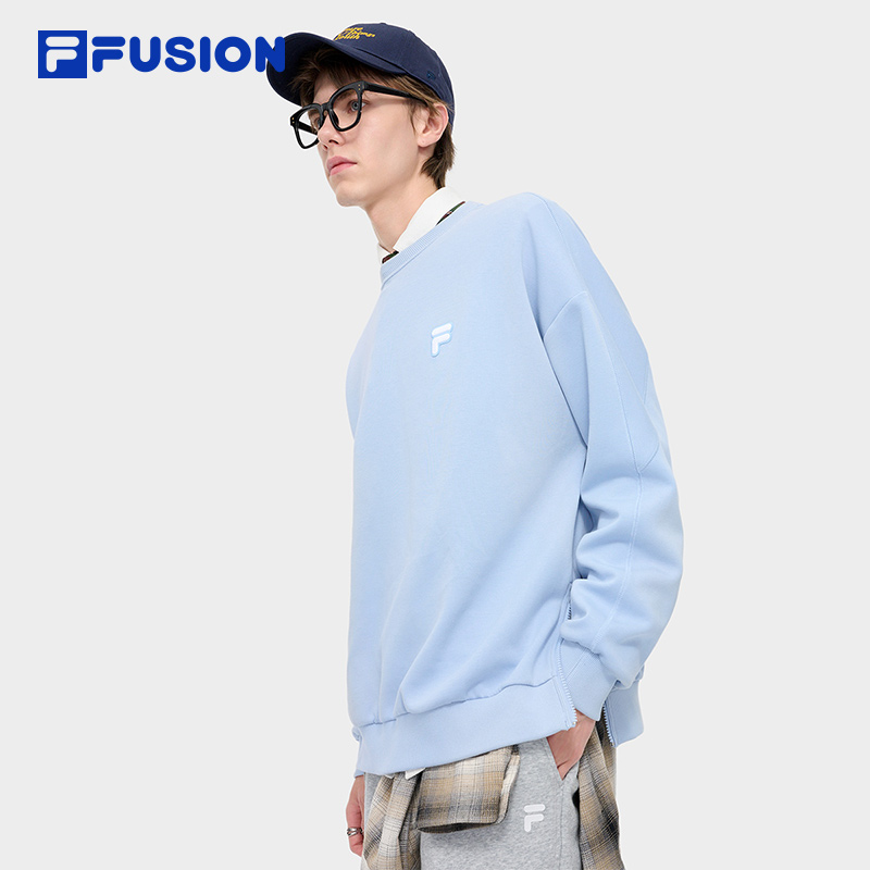 FILA FUSION斐乐潮牌情侣款套头卫衣2024秋新款简约宽松针织上衣