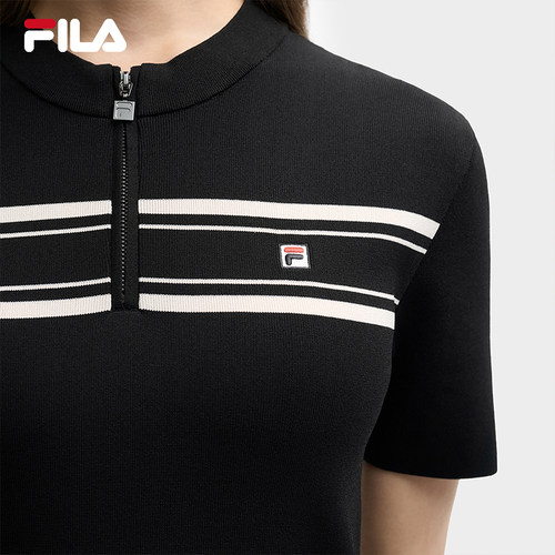 FILA 斐乐官方女子连衣裙2025夏新款时尚休闲简约修身短袖连身裙 - 图3
