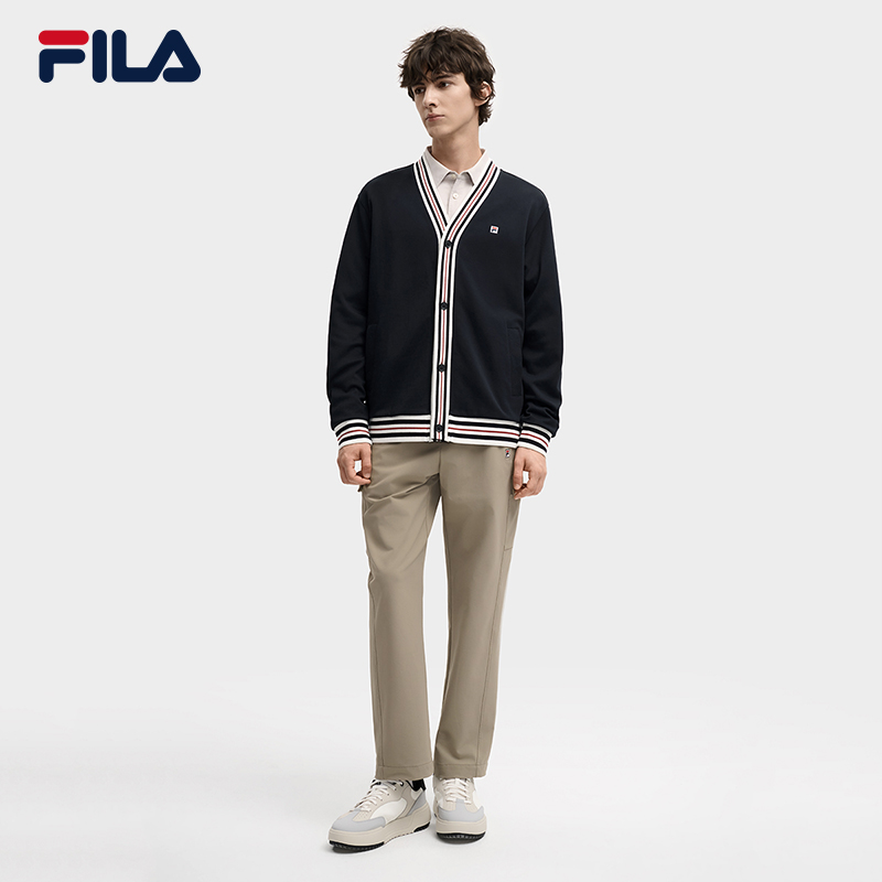 FILA 斐乐官方男士针织长袖外套2025冬新款休闲简约商务时尚上衣 - 图2