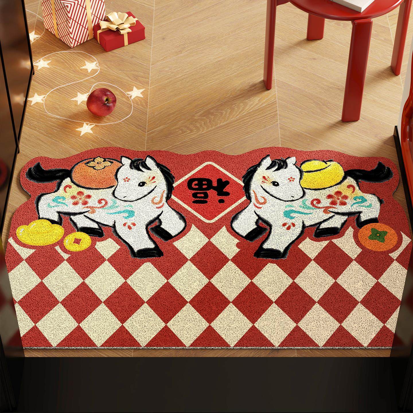 2026马年新款入户门丝圈地垫进门口脚垫入门专用地毯红色喜庆门垫,淘宝优惠券,粉丝福利购,淘宝优惠卷