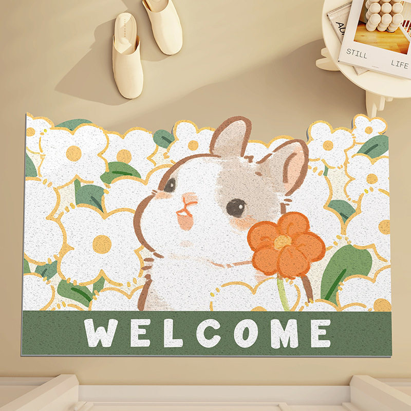 Ins cream style bunny scrapes mud and soil anti-slip floor mat