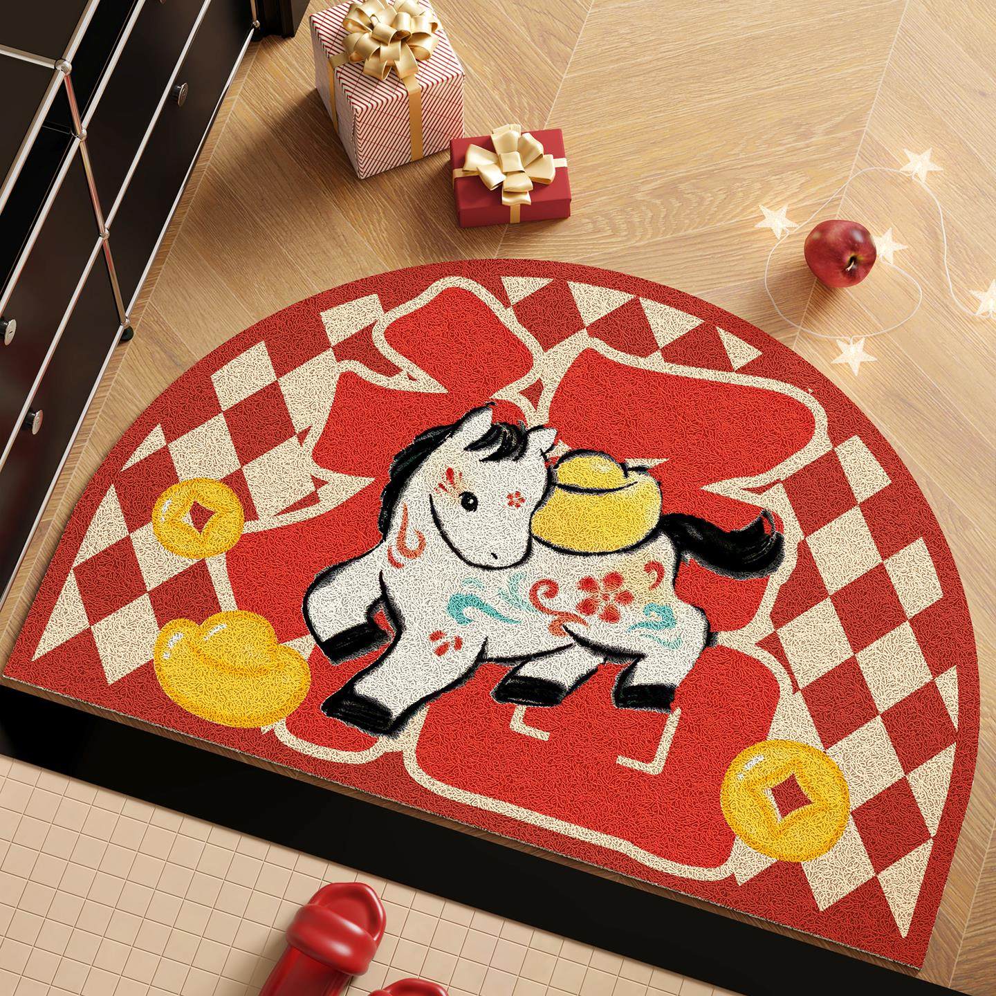 2026马年新款入户门丝圈地垫进门口脚垫入门专用地毯红色喜庆门垫,淘宝优惠券,粉丝福利购,淘宝优惠卷