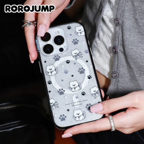 肉肉酱噪点星星爪子适用iphone16promax磁吸手机壳苹果15pro新款14爆闪13保护套防摔情侣cp壳带链条高级感夏 - 图3