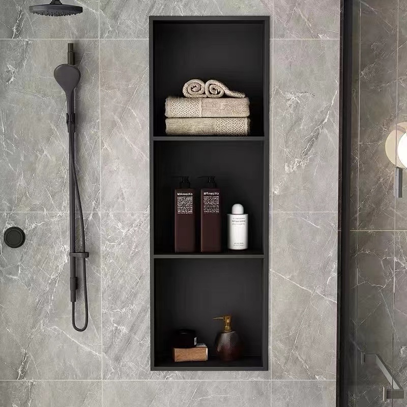 加厚不锈钢壁龛卫生间浴室金属电视定制不锈钢嵌入式柜成品置物架 - 图1