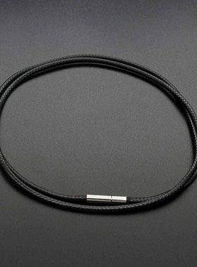 Wild Black Wax Rope Titanium Steel Necklace Black Wax Rope
