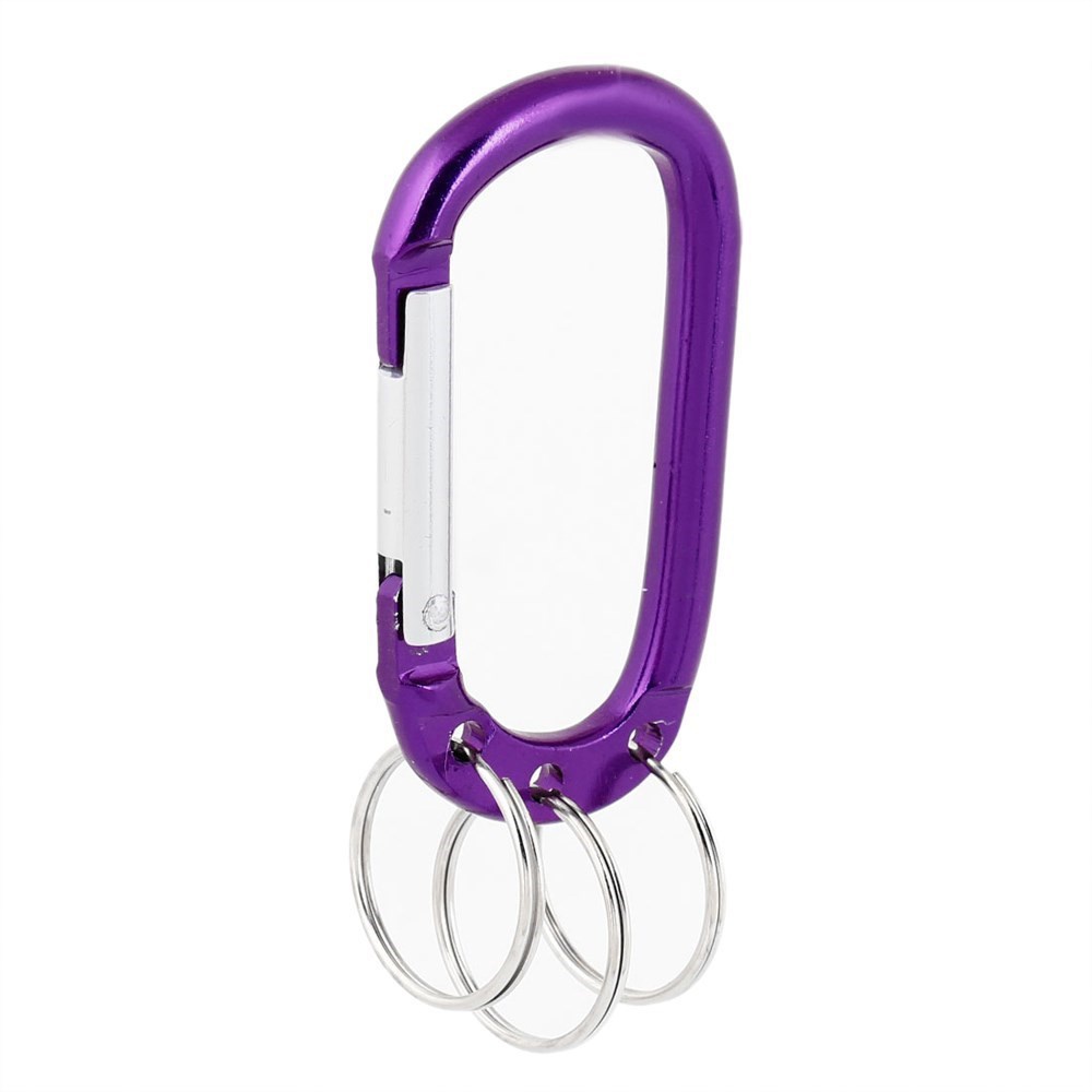 速发SZS New Purple Aluminum Carabiner Clip w 3 Split Key Rin-图0