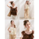 ຄໍສີ່ຫຼ່ຽມ ruffled ແຂນບິນຂະຫນາດນ້ອຍ chiffon cake blouse ເດັກນ້ອຍ