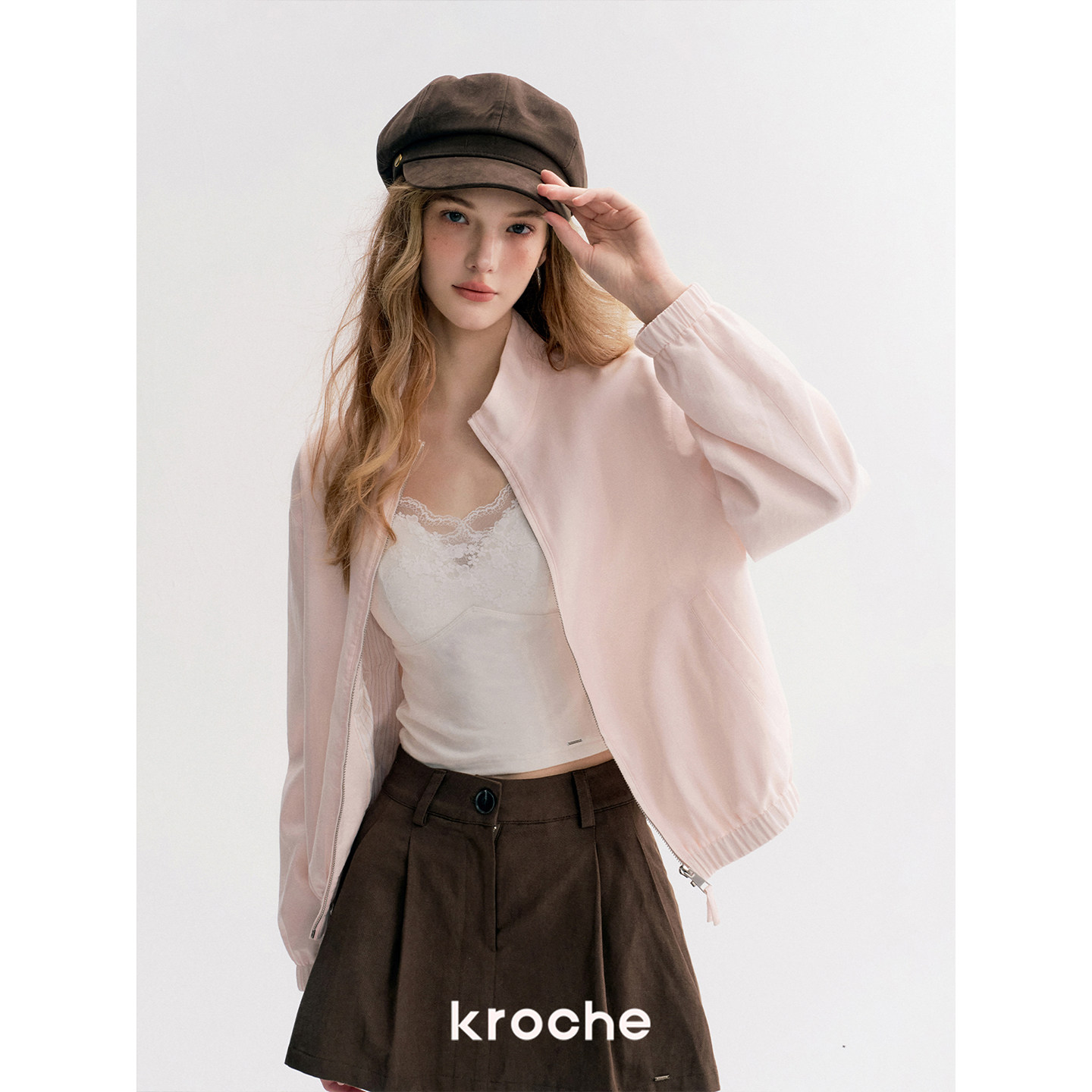 卢昱晓同款 Kroche  苎麻棉 螺纹收口挺阔立领宽松夹克外套,淘宝优惠券,粉丝福利购,淘宝优惠卷