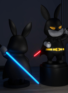 客厅创意光剑黑超兔落地摆件