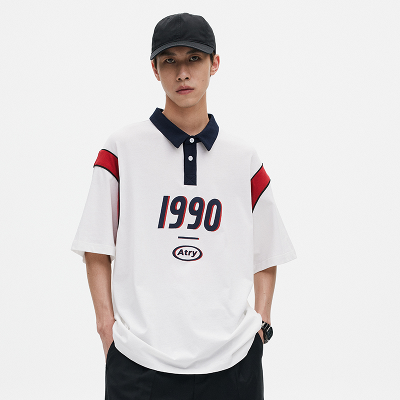 atry美式学院风拼接男国潮牌polo衫 AtryPolo衫