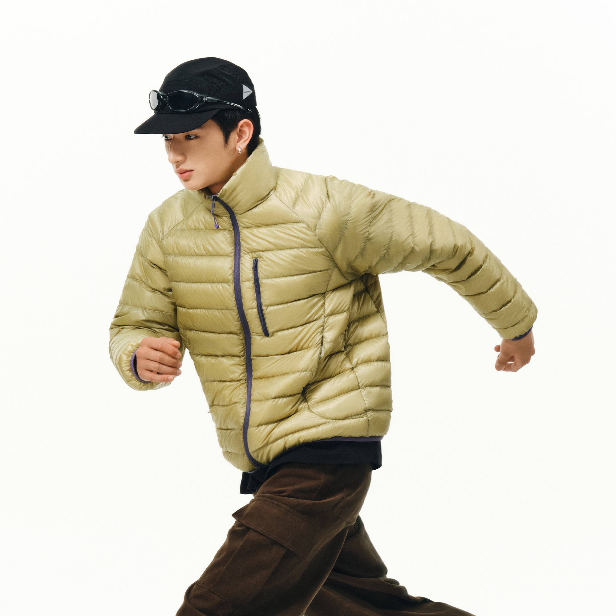 ATRY轻便羽绒服防风抗寒美式复古国潮牌撞色拉链立领户外男款外套 - 图3