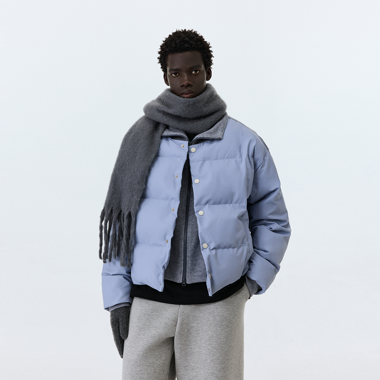 ATRY蓝色棉服外套男冬季国潮牌加厚保暖假两件拼接pu皮短款棉袄女,淘宝优惠券,粉丝福利购,淘宝优惠卷