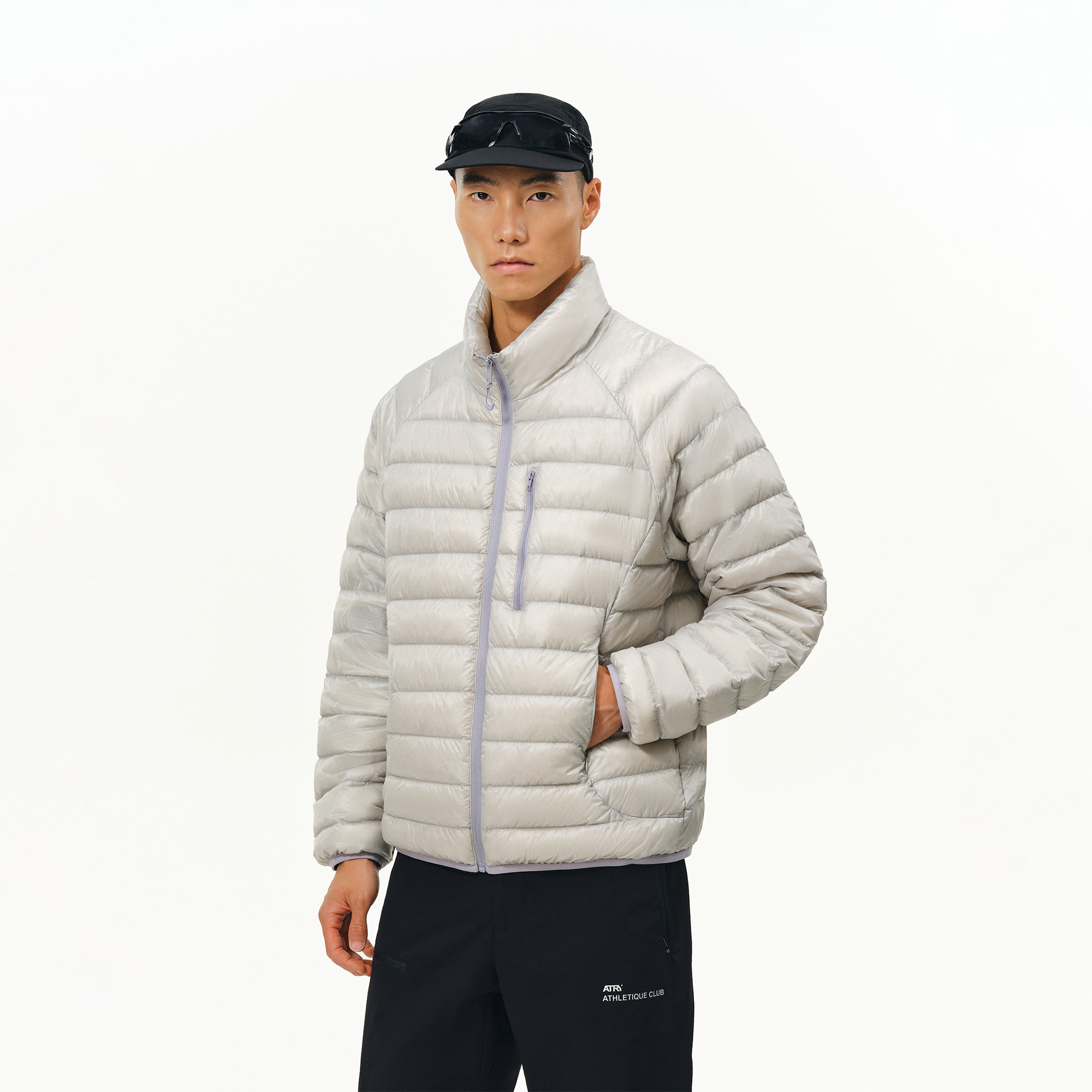 ATRY轻便羽绒服防风抗寒美式复古国潮牌撞色拉链立领户外男款外套 - 图1