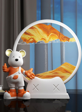 解压轻奢客厅暴力熊流沙画摆件