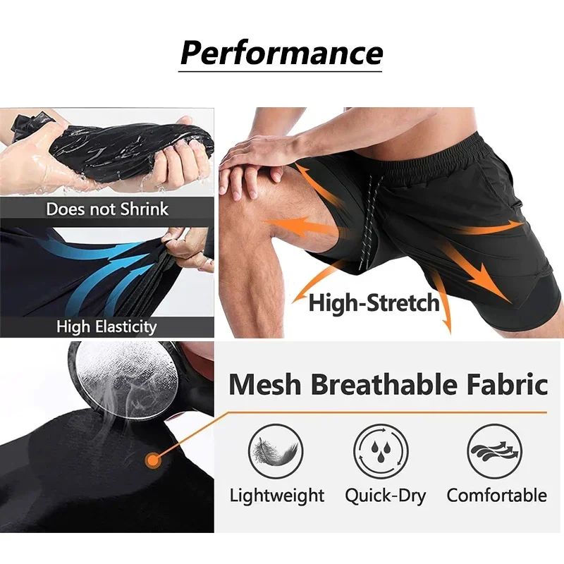 Anime 2 in 1 Running Shorts for Men Athletic Quick Dry Gym W - 图3